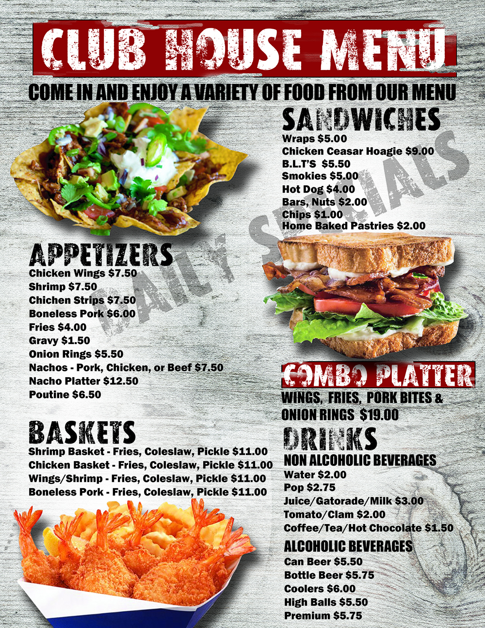 Clubhouse Concession Menu Forest Heights Golf Course